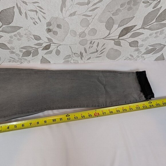 LIVERPOOL ankle skinny charcoal gray jeans with black distressed cuffed hem - Picture 13 of 16